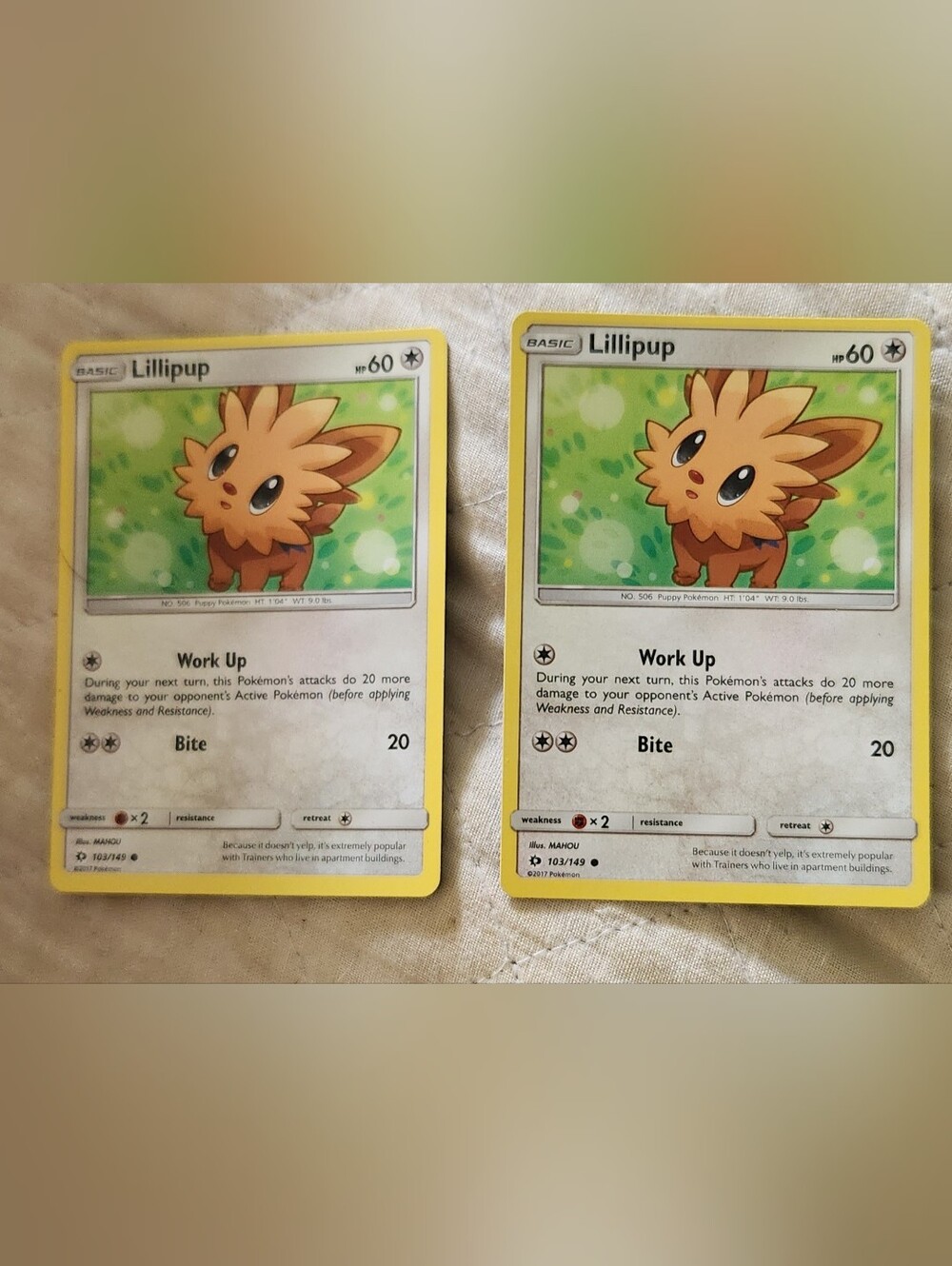 Pokemon Card Lot 002 Cards LILLIPUP Pokemon Sun & Moon (94/149)